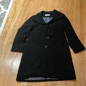 Calvin Klein Size 8 Women's Black Wool Blend Knee Length Coat